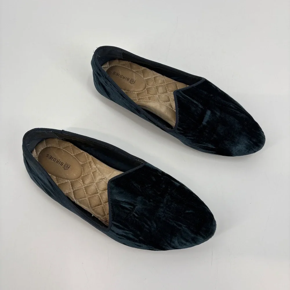 Women's Birdies The Heron‎ Crushed Blue Velvet Flats Size 7 - Picture 7 of 10